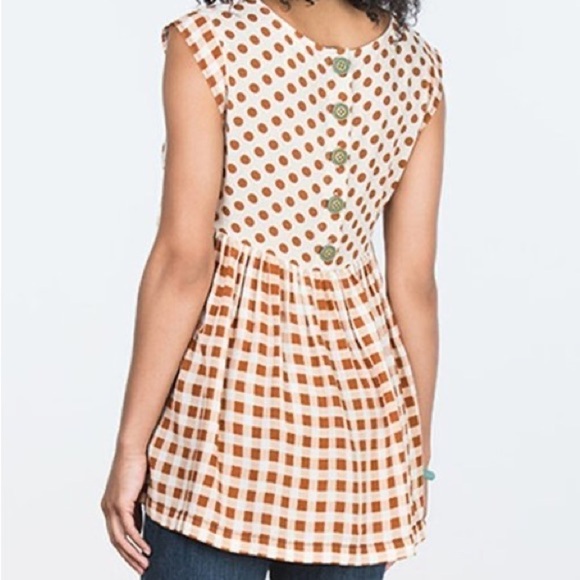 MATILDA JANE Rust/Cream Color Feeling Collegiate Babydoll Top, Size Small, GUC. - Picture 9 of 12